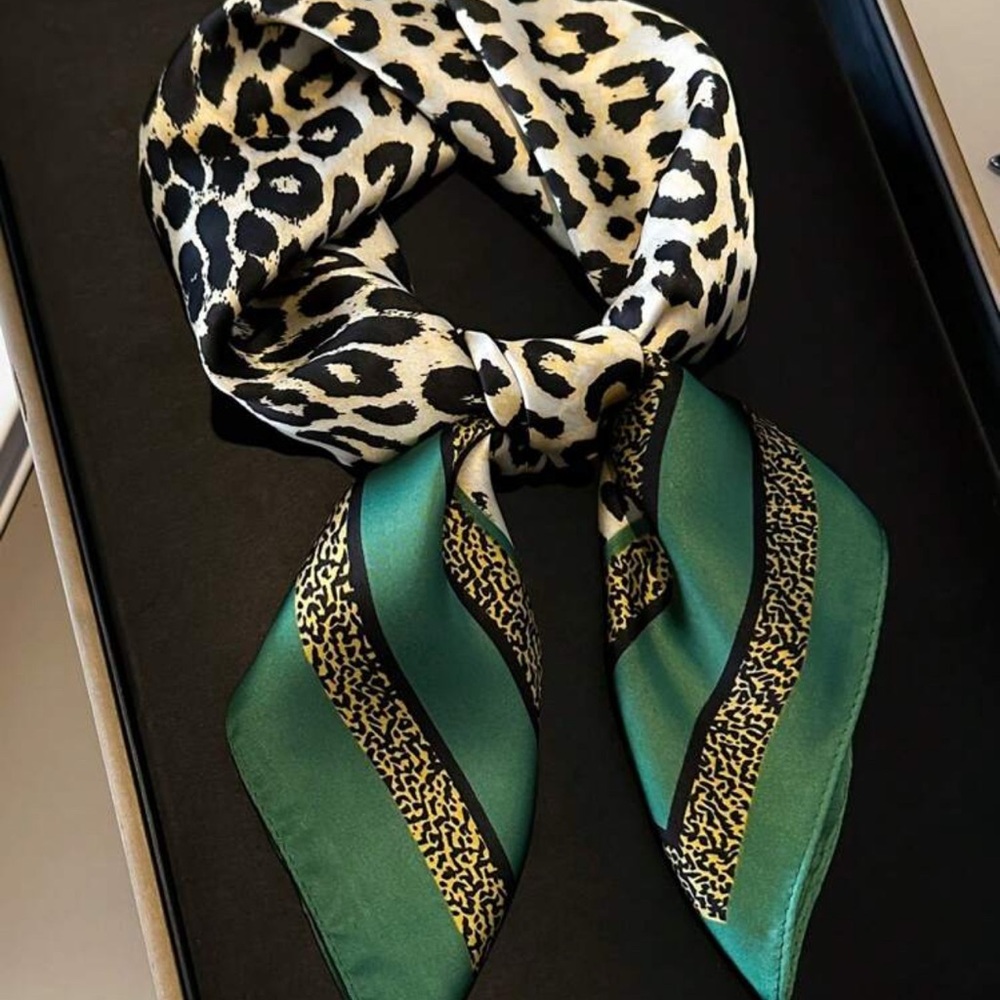 Elegant Leopard Print Silk Scarf